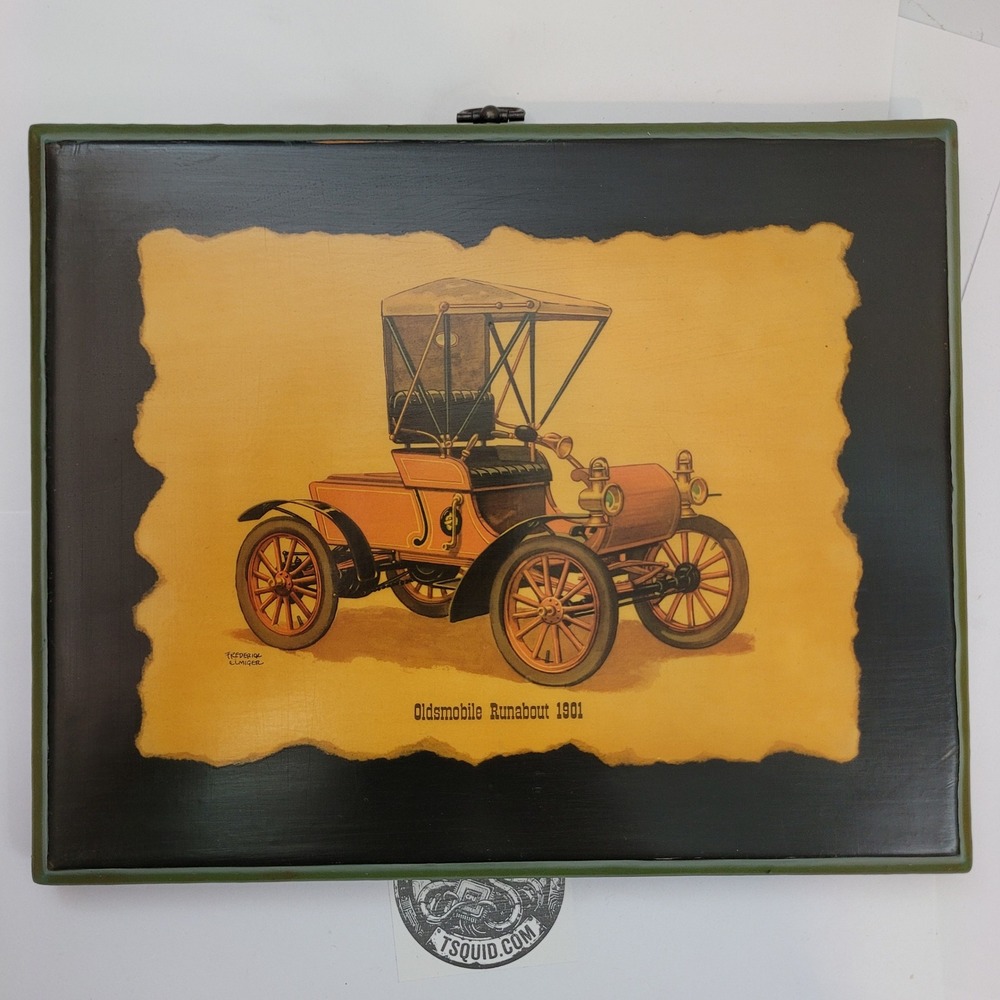 Frederick Elmiger Oldsmobile Runabout 1901 Vintage Wood Plaque Wall Decor 8x10